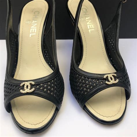 chanel black pearl slides|chanel slingbacks shoes.